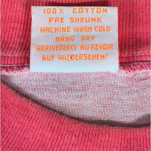 Vintage 80-90s Spot Sport European Beach Pink Single Stitch T-Shirt Surf USA XL - Picture 12 of 12